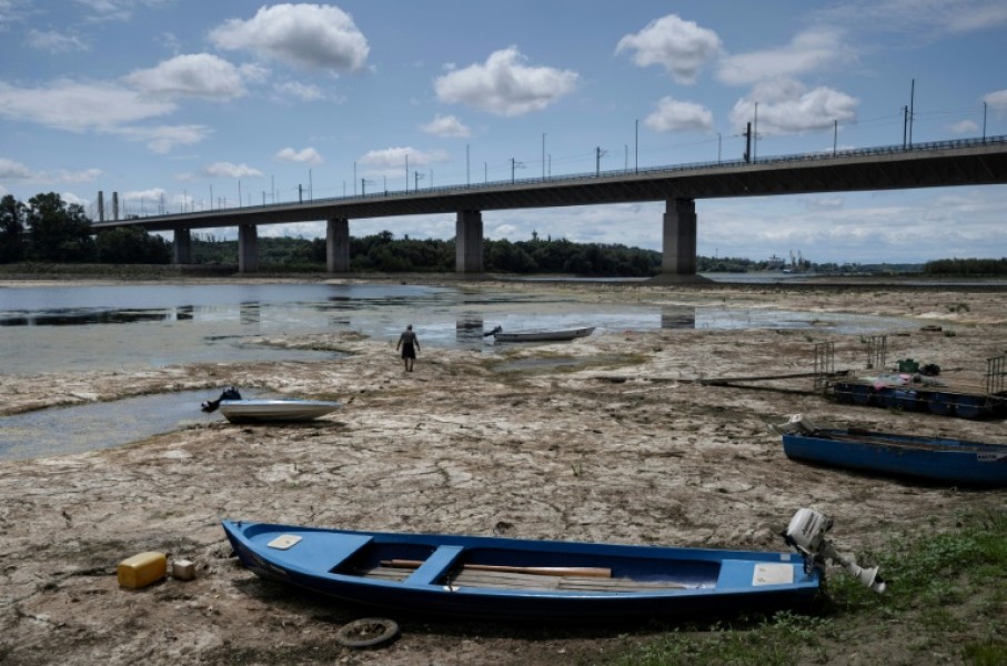 A water in the Danube river has dropped to a record low point, exposing parts of the riverbed