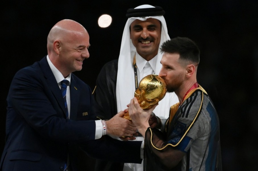 FIFA president Gianni Infantino (L) has been at the helm of world football's governing body since 2016