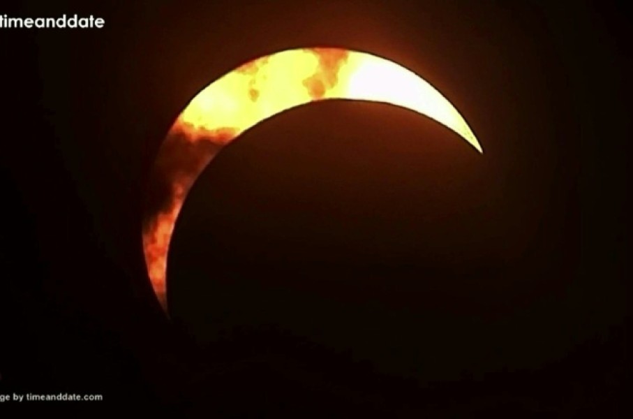 Partial solar eclipse under way over Norway's southwest coast