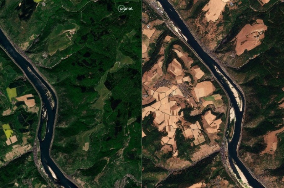 The extended heatwaves have dried up rivers in several European countries, such as here in Germany