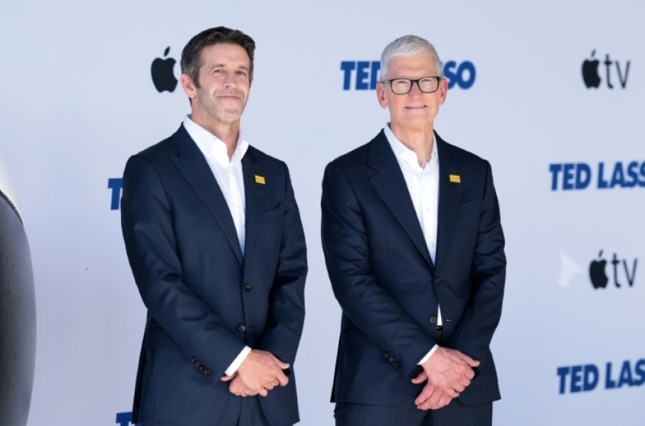 John Ternus (left), takes over as Apple chief executive, with Tim Cook (right) becoming executive chairman