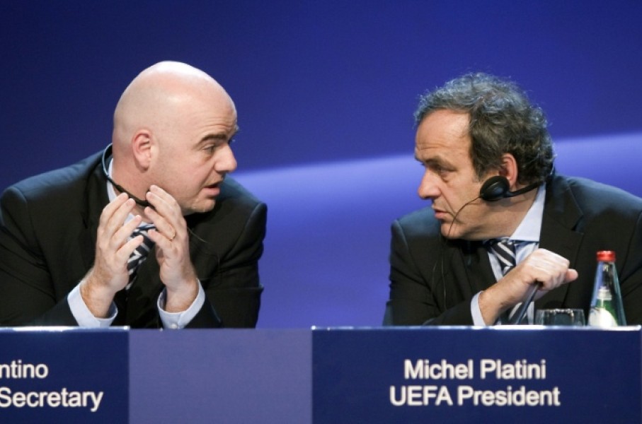 When Michel Platini (R) was UEFA president, Gianni Infantino (L) was his general secretary