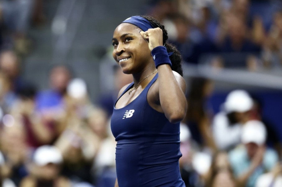Former champ Coco Gauff celebrates her US Open first-round win