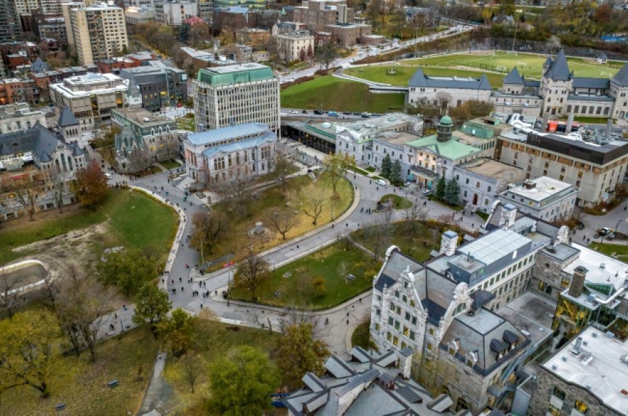 Aerial view of the McGill University campus in Montreal, one of several Canadian universities looking to attract US talent