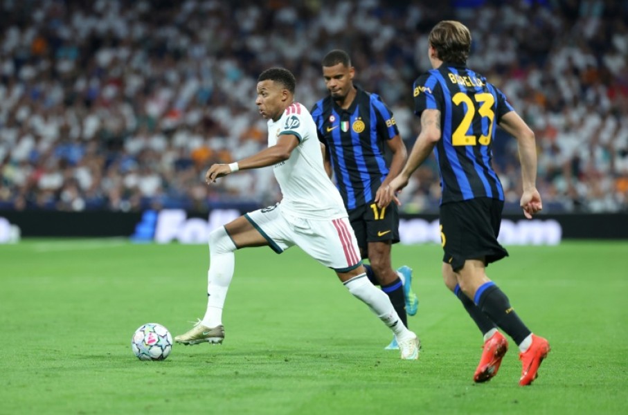 Kylian Mbappe in action for Real Madrid during the Spanish side's 2-1 win over Inter Milan in the Champions League on Tuesday