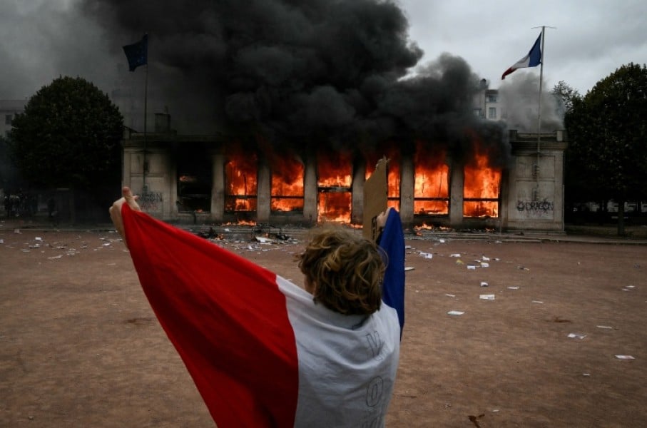 Protests such as this one in Lyon rocked France over the weekend