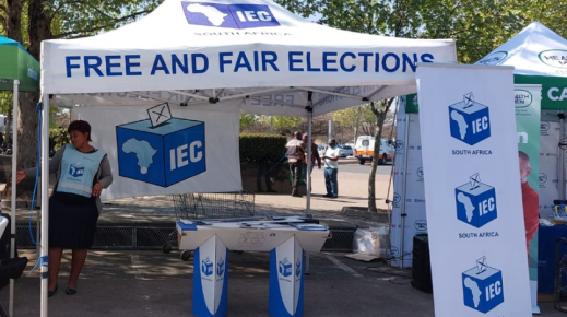 An IEC tent where voters can register or check their details. Facebook/IEC
