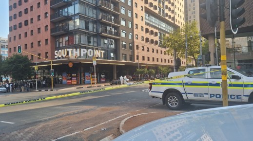 The crime scene in Braamfontein. eNCA/Bafedile Moerane