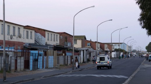 File: A police vehicle patrols in a street of the Lavender Hill neighbourhood. AFP/Rodger Bosch