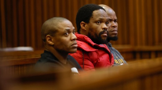 Three of the five men accused in the Senzo Mayiwa murder trial. Phill Magakoe/Gallo Images via Getty Images