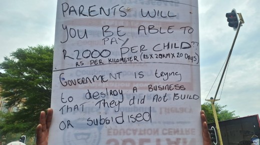 Scholar transport protest