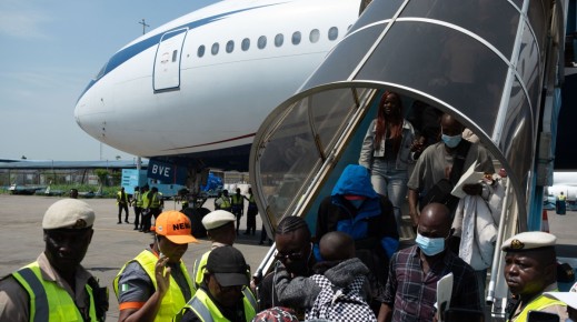 Nigerians being repatriated. Photo: AFP