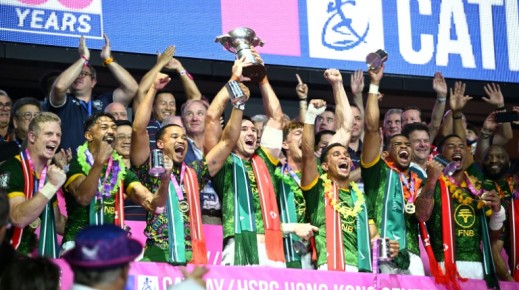 South Africa celebrate after winning the final in Hong Kong