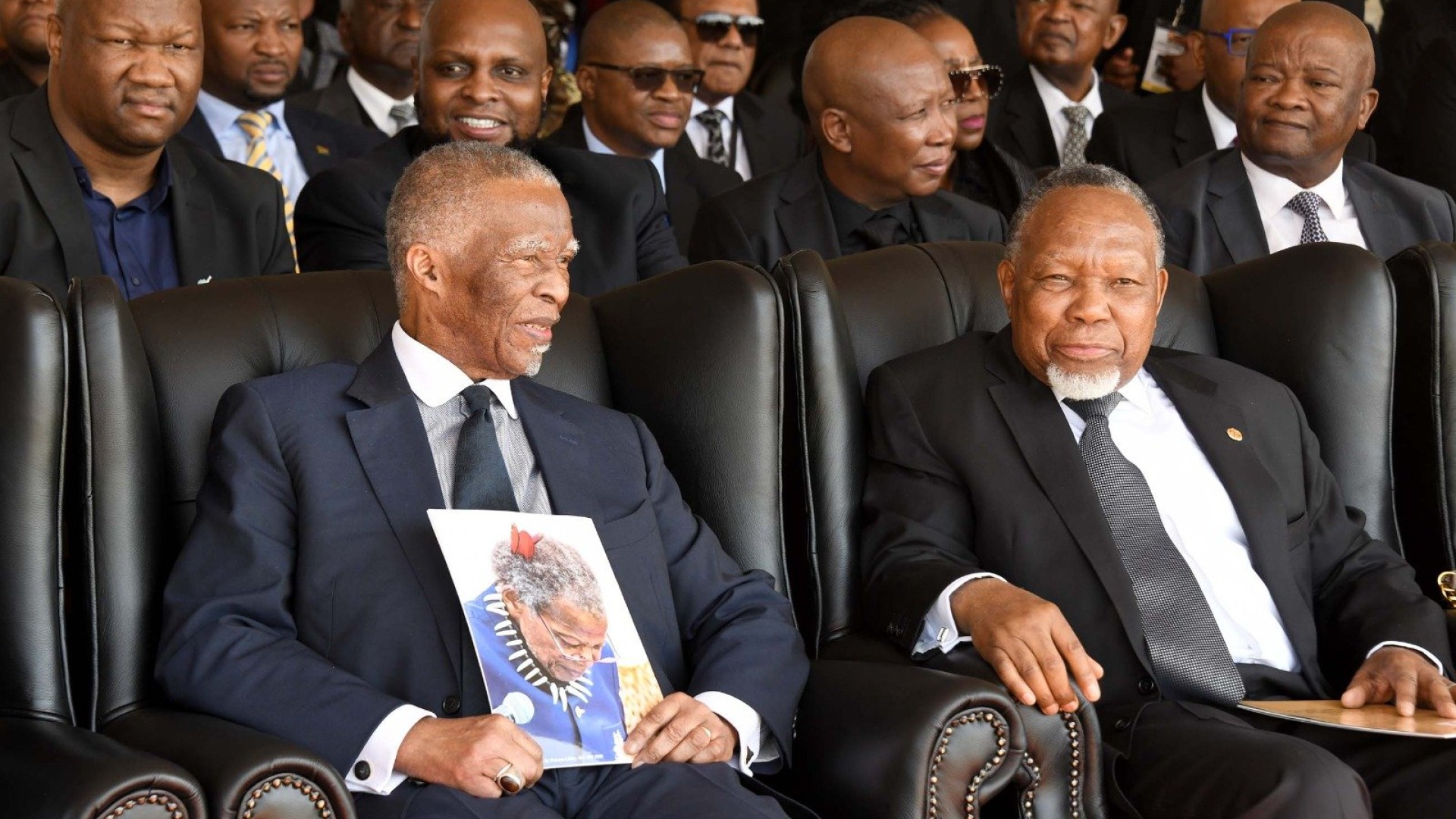 Former presidents Thabo Mbeki and Kgalema Motlanthe at the funeral of Prince Mangosuthu Buthelezi. GCIS