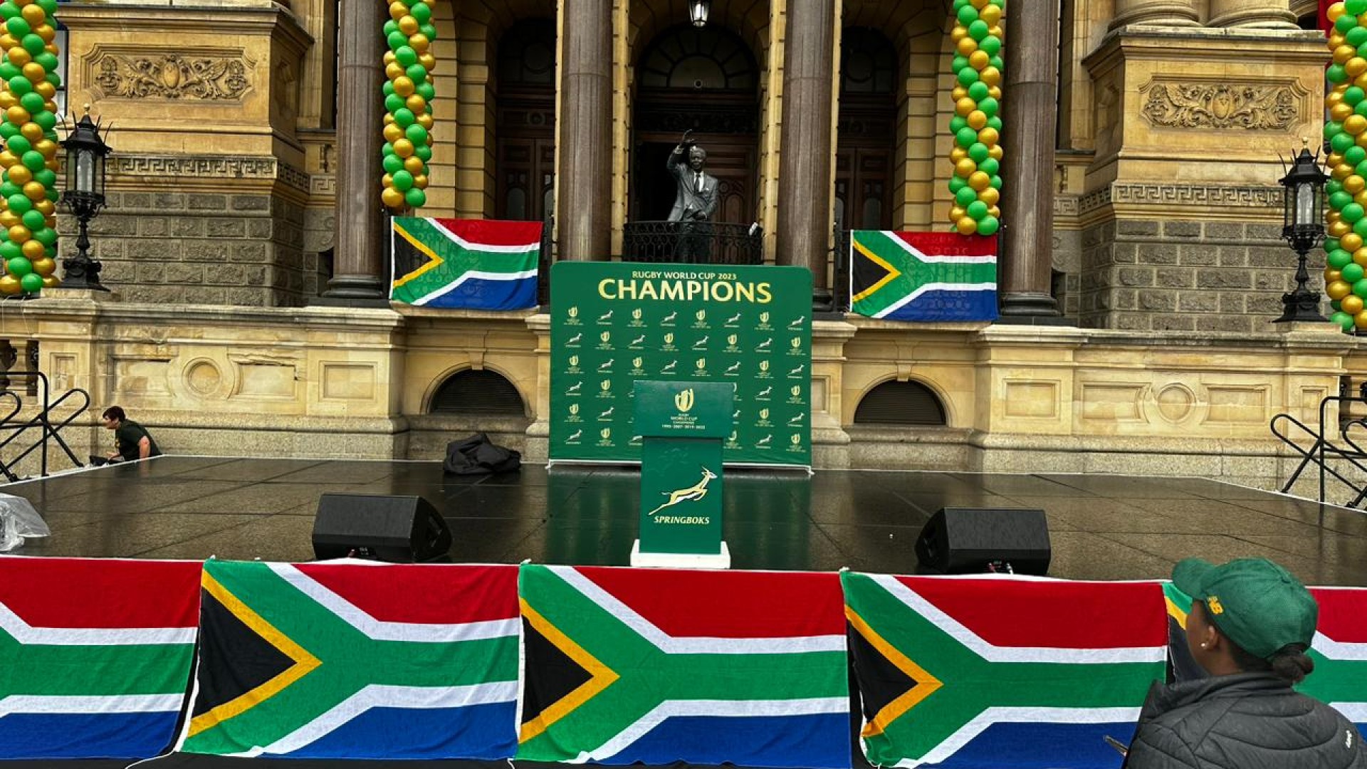 Stage setup in Cape Town for Springboks Trophy tour