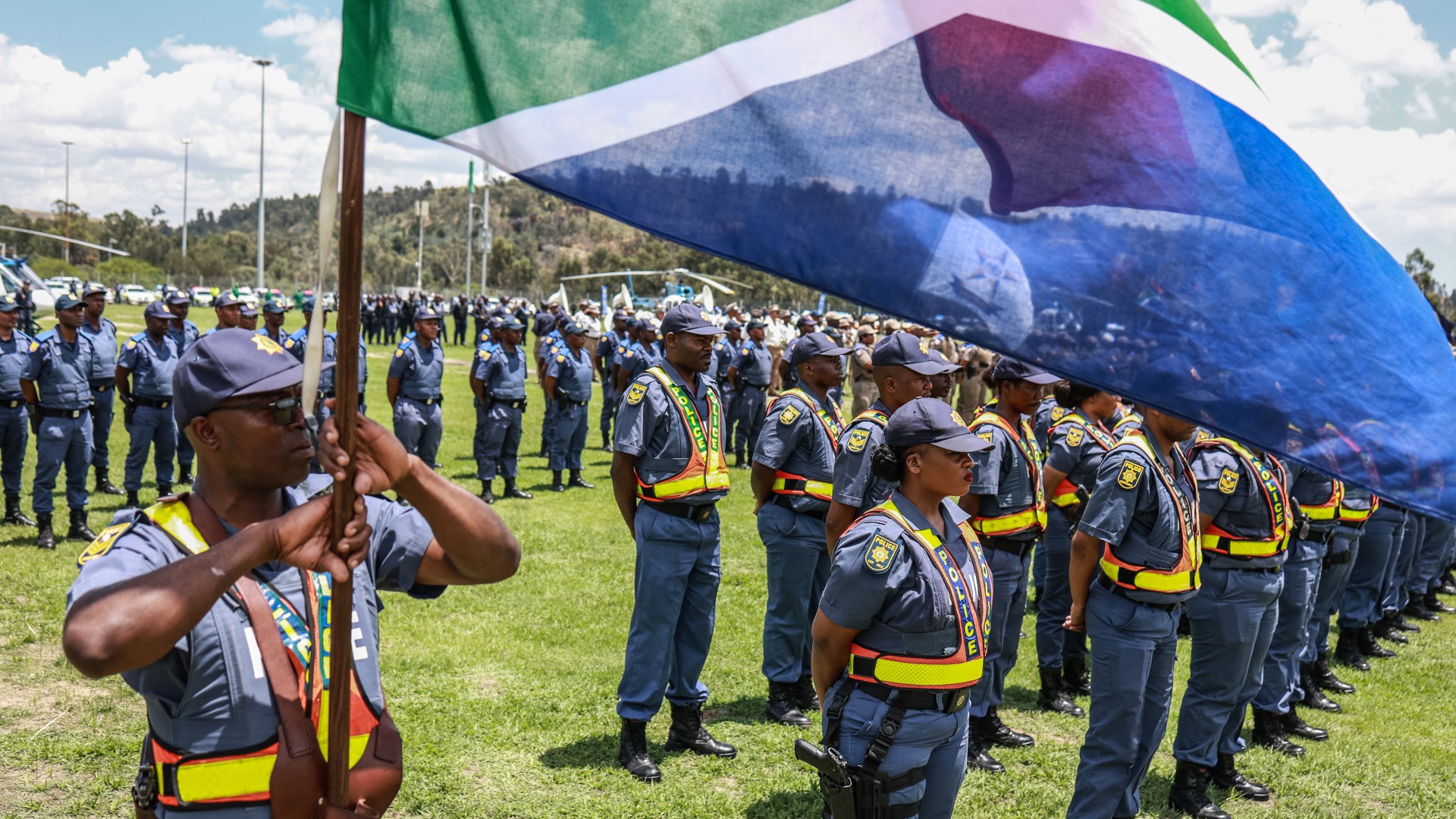 Members of the South African Police Service (SAPS) stand at attention during the Integrated Law Enforcement parade near the Nasrec Expo Centre in Johannesburg, on November 19, 2025.Members of the South African Police Service (SAPS) stand at attention during the Integrated Law Enforcement parade near the Nasrec Expo Centre in Johannesburg, on November 19, 2025.