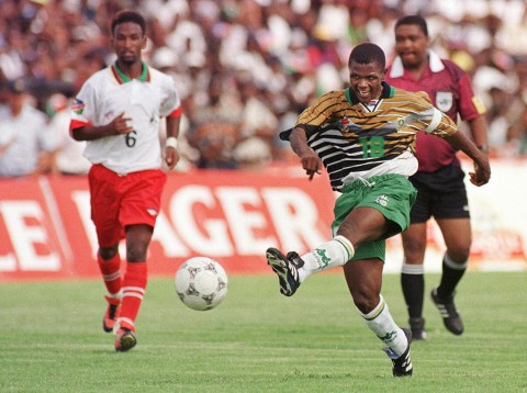 File: South Africa's John Moeti during a friendly match between Namibia and South Africa at Independence stadium in Windhoek. AFP photo: AFP/Odd ANDERSEN/OA ODD ANDERSEN / AFP