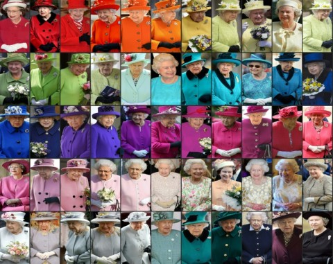 The queen carved out her own inimitable style, with brightly coloured outfits, a matching hat, gloves and handbag
