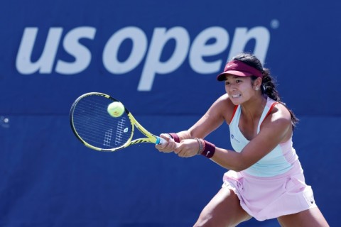 Champion: Alexandra Eala of Philippines on her way to victory over Lucie Havlickova 