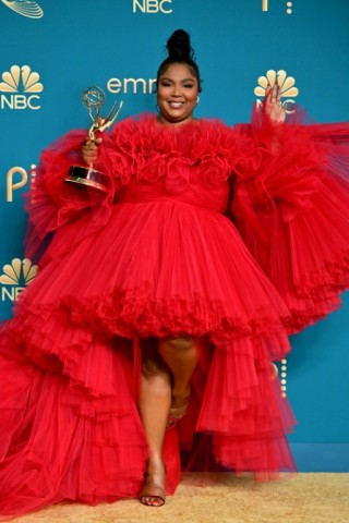 US singer-songwriter -- and now Emmy winner -- Lizzo made a fashion statement in a billowing red tulle gown