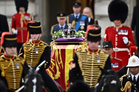 The queen's coffin was brought back from Scotland on an RAF transport plane