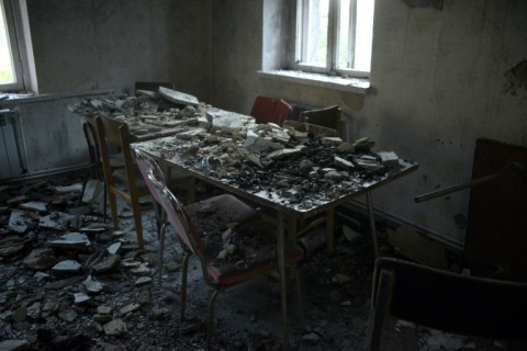 A destroyed guest house in the Armenian border town of Jermuk on September 15, 2022