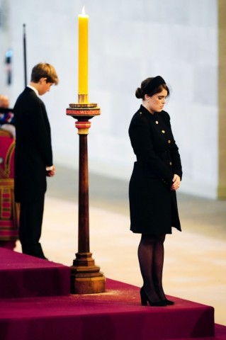 King Charles III, Princess Anne, Prince Andrew and Britain's Prince Edward at a vigil around the coffin