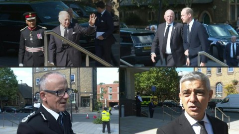 Britain's King Charles III met members of the public waiting in the queue