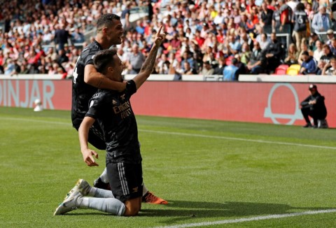 Fabio Vieira (right) scored on his first Premier League start for Arsenal