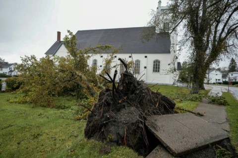 Storm damage from Fiona is seen on September 24, 2022 in Sydney, Nova Scotia