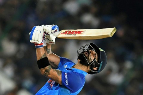 Aiming high: Virat Kohli took India to the brink of victory with his 63 in Hyderabad