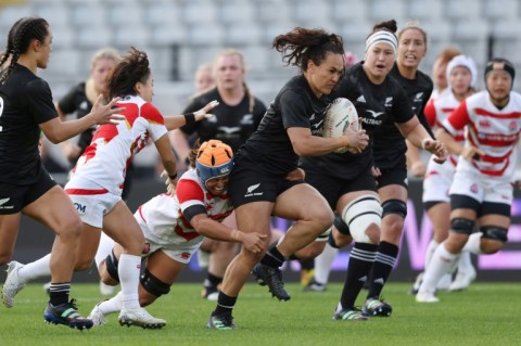  New Zealand’s Portia Woodman scored seven tries in the recent warm-up win over Japan 