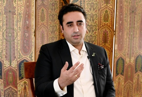 Pakistan's Foreign Minister Bilawal Bhutto Zardari speaks during an interview at the Embassy of Pakistan in Washington on September 27, 2022