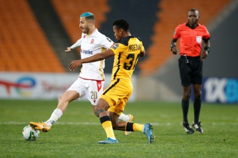 Siyabonga Ngezana (R) scored for Kaizer Chiefs in a 2-1 South African Premiership loss to Chippa United. 