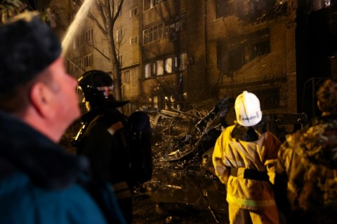 The Russian military jet crashed in a residential area of Yeysk in southwest Russia, causing a fire that engulfed a nine-storey building