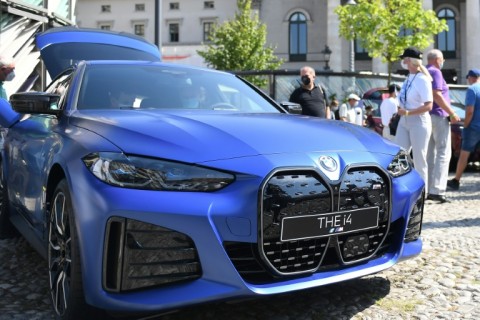 A BMW i4 electric car 