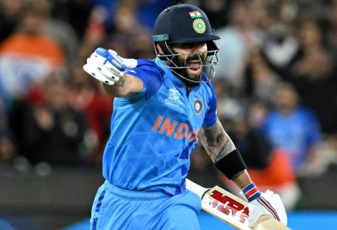 India's Virat Kohli celebrates