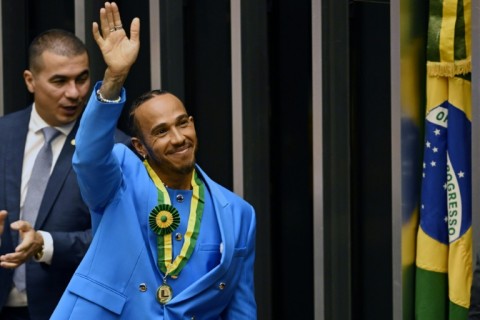 Hamilton after receiving honorary Brazilian citizenship this week