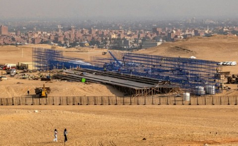 The Dior fashion show erected a large stage at the Giza Pyramids