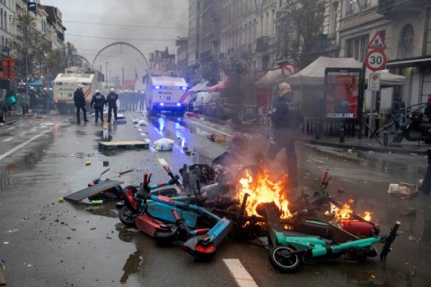 Brussels suffered riots after public screenings of the World Cup match between Morocco and Belgium 