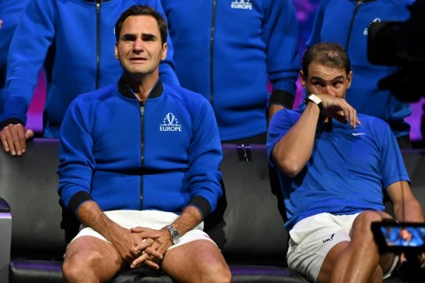 End of the road: Roger Federer retired from tennis but not before playing the Laver Cup team event alongside Rafael Nadal in London