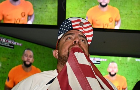 USA fans in Los Angeles watch the World Cup Round of 16 match against the Netherlands