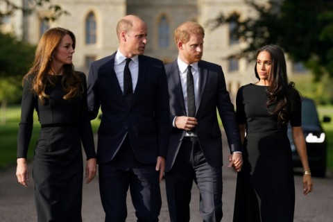 Heir to the throne William and his wife Catherine invited Harry and Meghan to join them to view flowers left for the late monarch