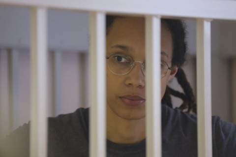 Brittney Griner during a court hearing in Khimki outside Moscow