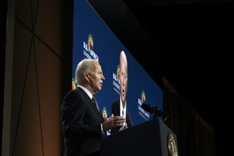 US President Joe Biden speaks at the US-Africa Leaders Summit at the Walter E. Washington Convention Center in Washington