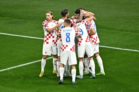 Croatia celebrate Josko Gvardiol's opening goal against Morocco in the World Cup third place play-off