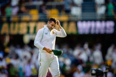 South Africa's captain Dean Elgar leaves the field at the conclusion of the first Test 
