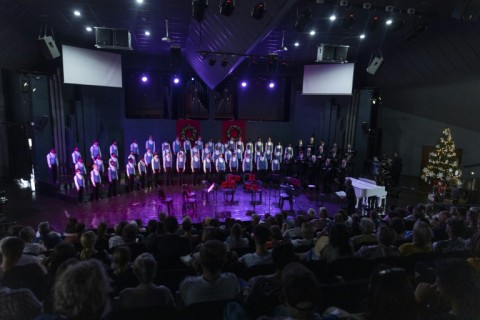 The Drakensberg Boys School Choir, South Africa's internationally renowned and most racially and culturally diverse choir, performs at a Christmas concert on December 10