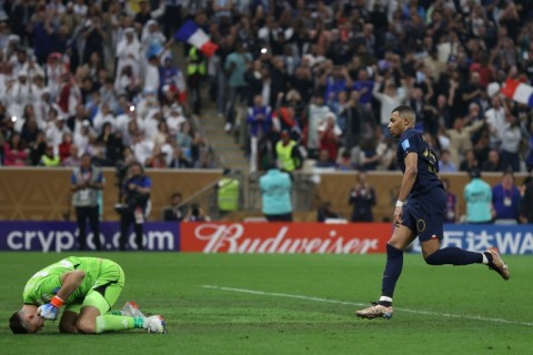 Kylian Mbappe celebrated after beating Emiliano Martinez on the way to a hat-trick in the world Cup final. But he ended up on the losing side