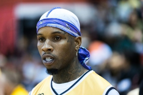 Rapper Tory Lanez, pictured in April 2022, has been convicted of assault with a semiautomatic firearm, among other charges, over the shooting of Megan Thee Stallion